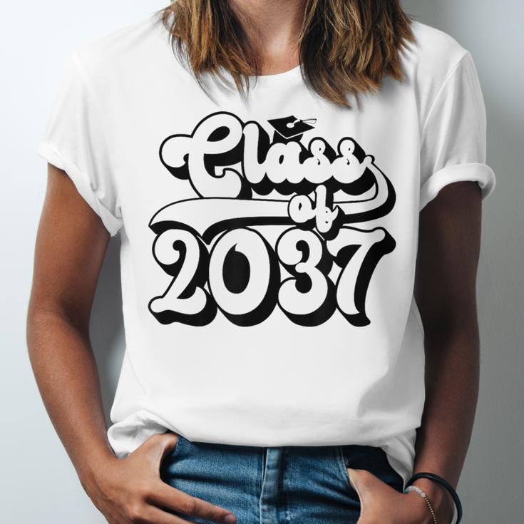 Class Of 2037 Senior Retro 2037 Grad Graduate Graduation Unisex Jersey T-Shirt