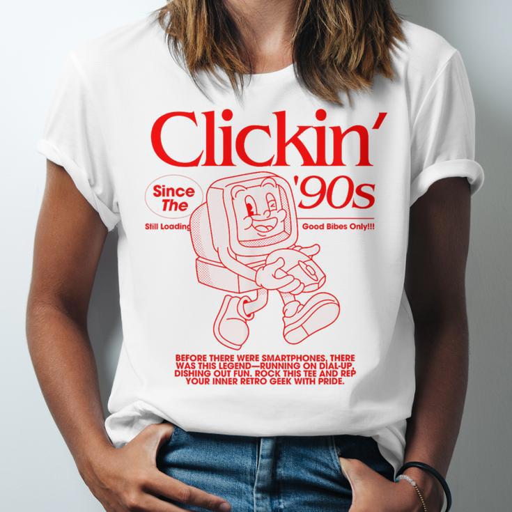 Clickin' Since The 90s Retro Computer Nostalgia Unisex Jersey T-Shirt Clickin' Since The 90s Retro Computer Nostalgia Unisex Jersey T-Shirt