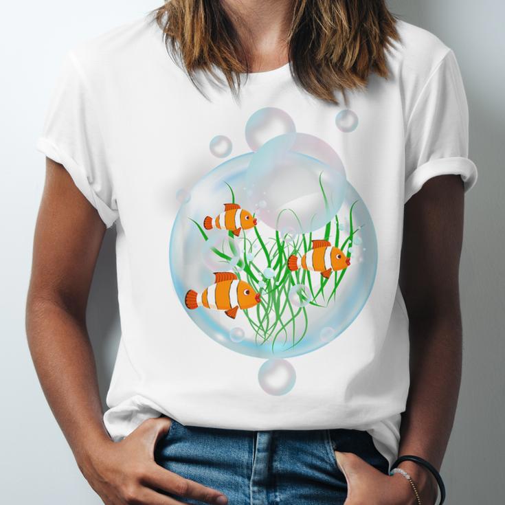 Clownfish Anemonefish Bubbles Water Frutiger Aero Y2K Style Unisex Jersey T-Shirt