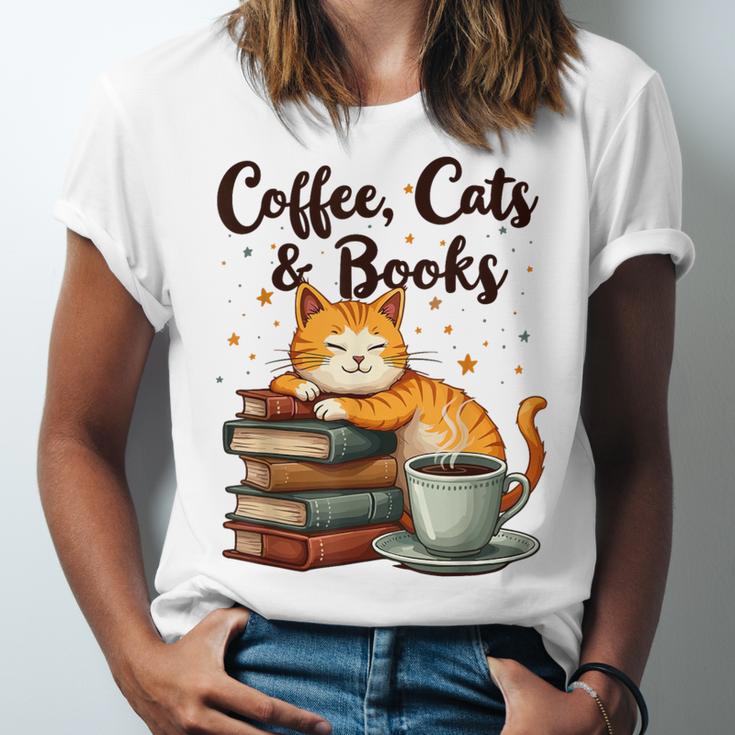 Coffee Cats And Books Lover For Women & Girls Coffee Unisex Jersey T-Shirt