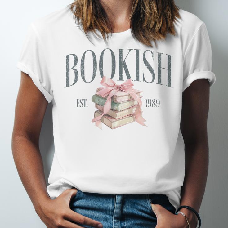 Coquette Bow Book Lover Bookish Coquette Aesthetic Reading Unisex Jersey T-Shirt
