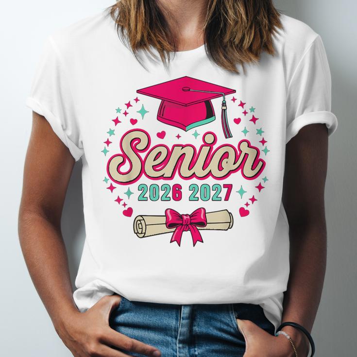 Coquette Pink Bow Senior 2026 2027 Graduation Unisex Jersey T-Shirt