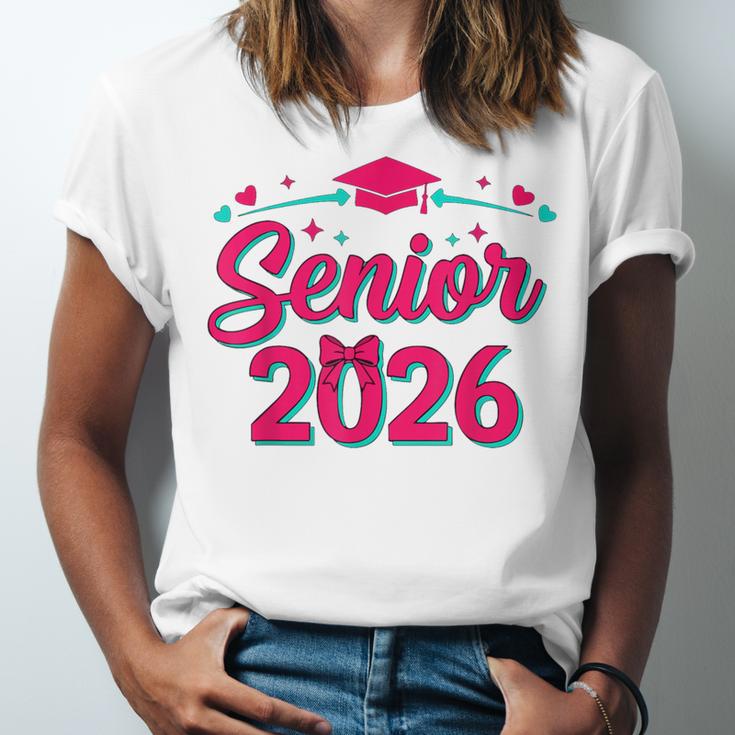 Coquette Pink Bow Senior 2026 Class Of Graduation Unisex Jersey T-Shirt