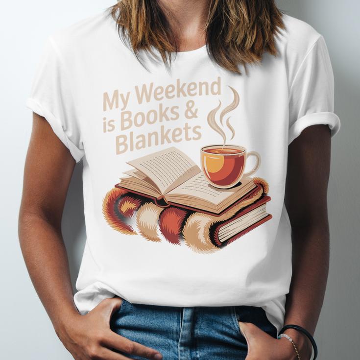 Cozy My Weekend Is Books Blankets Reading Tea Lover Premium Unisex Jersey T-Shirt Cozy My Weekend Is Books Blankets Reading Tea Lover Premium Unisex Jersey T-Shirt