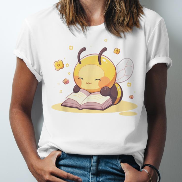 Cute Bee Reading Book Teacher Student Reader Graphic For Men Women Kids Unisex Jersey T-Shirt