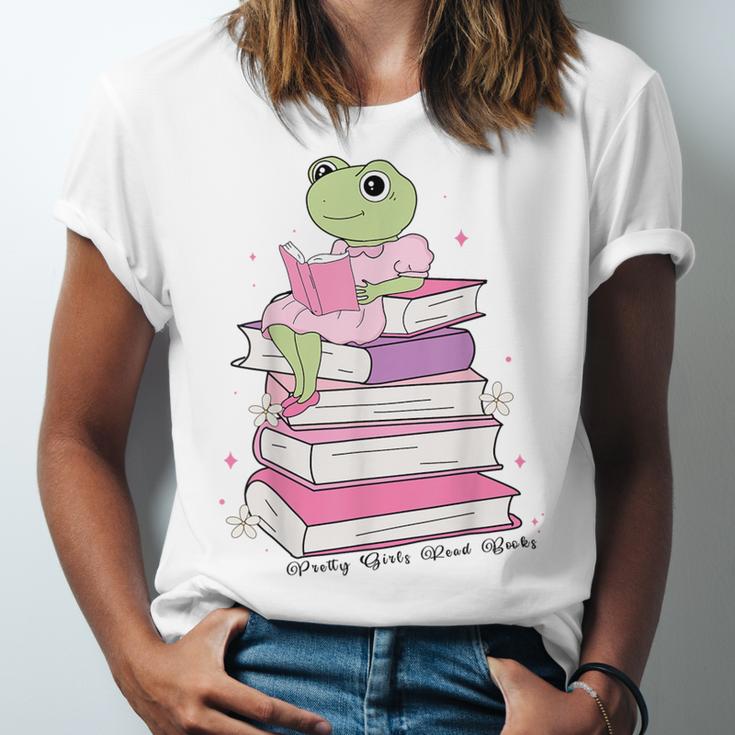 Cute Book Lover Frog Pretty Girls Read Books Kawaii Reading Unisex Jersey T-Shirt Cute Book Lover Frog Pretty Girls Read Books Kawaii Reading Unisex Jersey T-Shirt