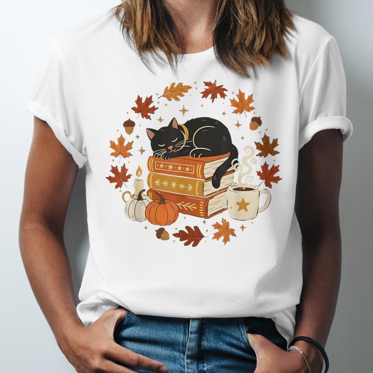 Cute Cat Fall In Love With Reading Book Cat Lover Librarian Unisex Jersey T-Shirt