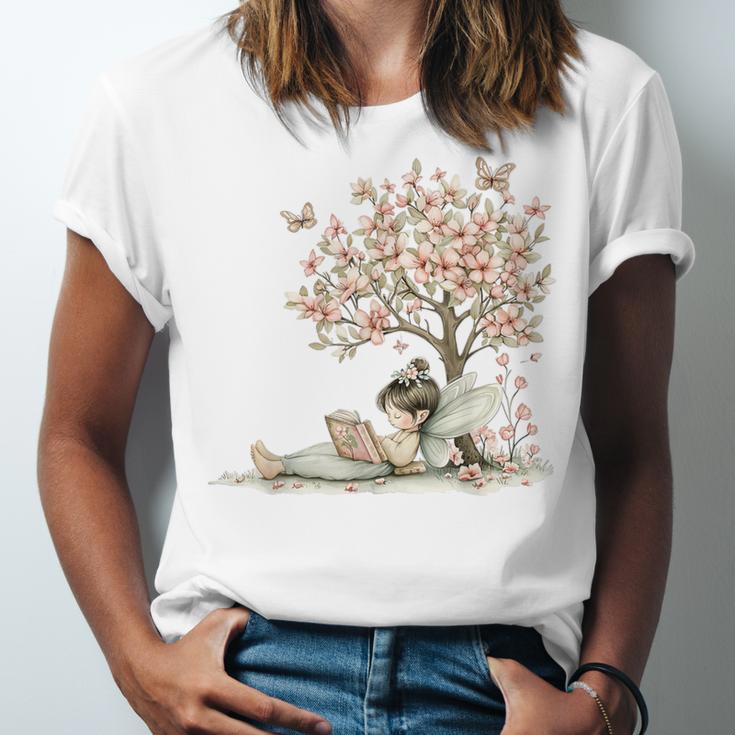 Cute Fairy Reading Fairycore Aesthetic Book Lover Unisex Jersey T-Shirt Cute Fairy Reading Fairycore Aesthetic Book Lover Unisex Jersey T-Shirt