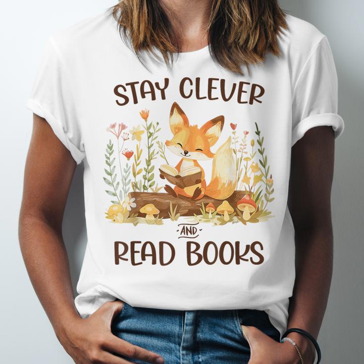Cute Fox Stay Clever Read Books For Librarian Or Bookworm Unisex Jersey T-Shirt Cute Fox Stay Clever Read Books For Librarian Or Bookworm Unisex Jersey T-Shirt