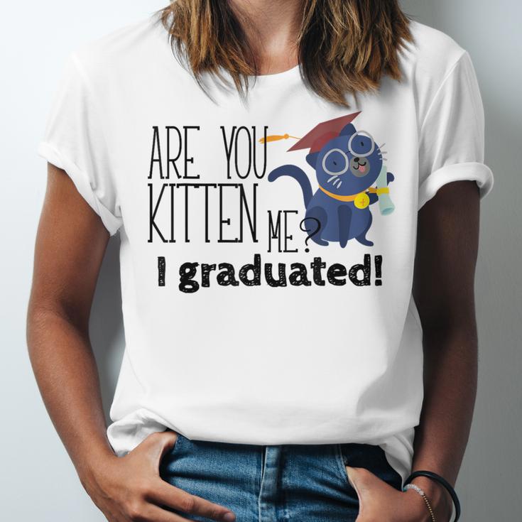 Cute Graduation Cat Masters High School T-Shirt For Men Women Kids Unisex Jersey T-Shirt