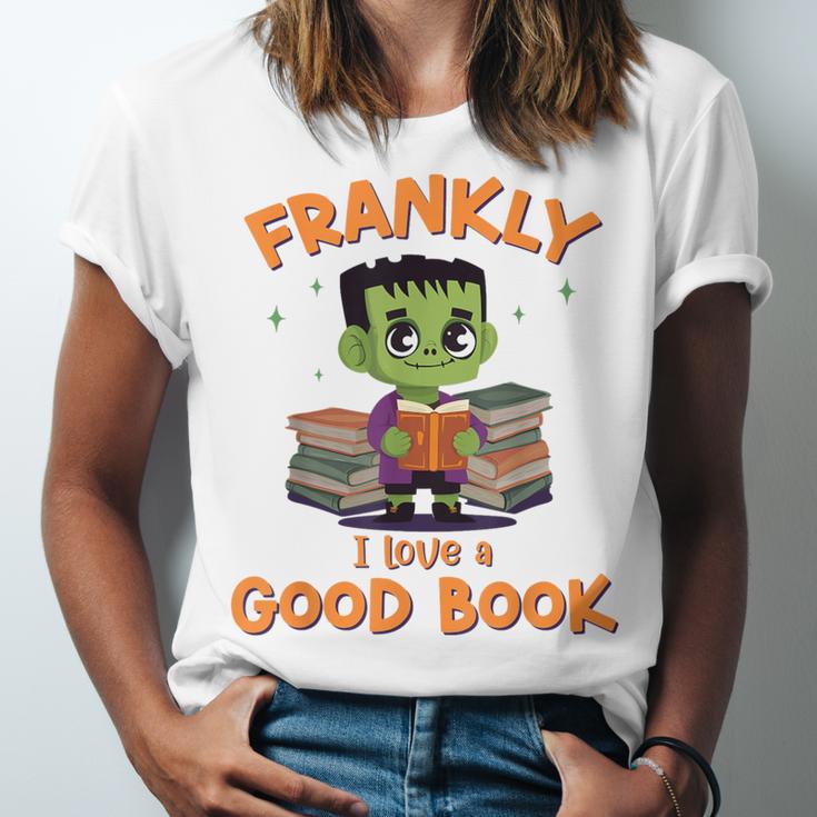 Cute Halloween Teacher Librarian Frankenstein Reading Books Unisex Jersey T-Shirt