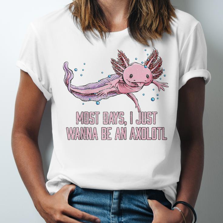 Most Days I Just Wanna Be An Axolotl Salamander Introvert Raglan Baseball Tee Unisex Jersey T-Shirt