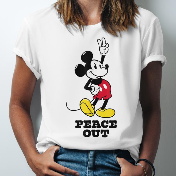 Disney Mickey Mouse Peace Out Totally Retro Graduation Unisex Jersey T-Shirt