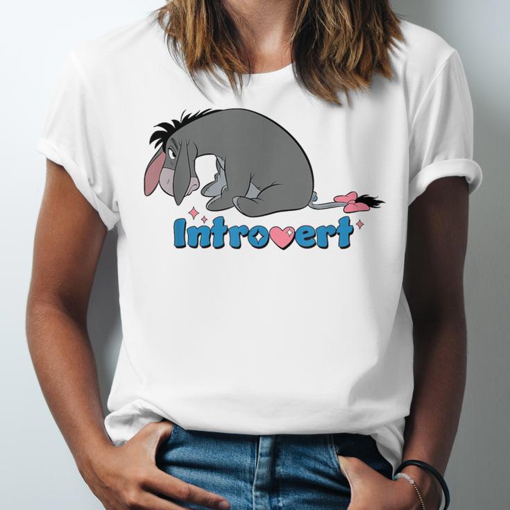Disney Winnie The Pooh Introvert Eeyore Logo Unisex Jersey T-Shirt Disney Winnie The Pooh Introvert Eeyore Logo Unisex Jersey T-Shirt