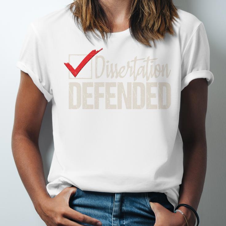 Dissertation Defended PhD Graduate PhD Graduation Unisex Jersey T-Shirt