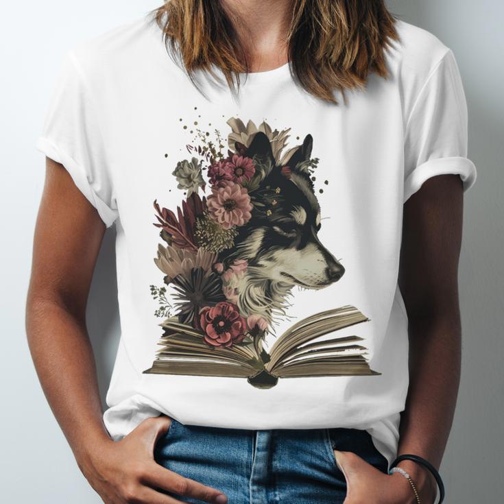 Dog Book Flower Unisex Jersey T-Shirt Dog Book Flower Unisex Jersey T-Shirt