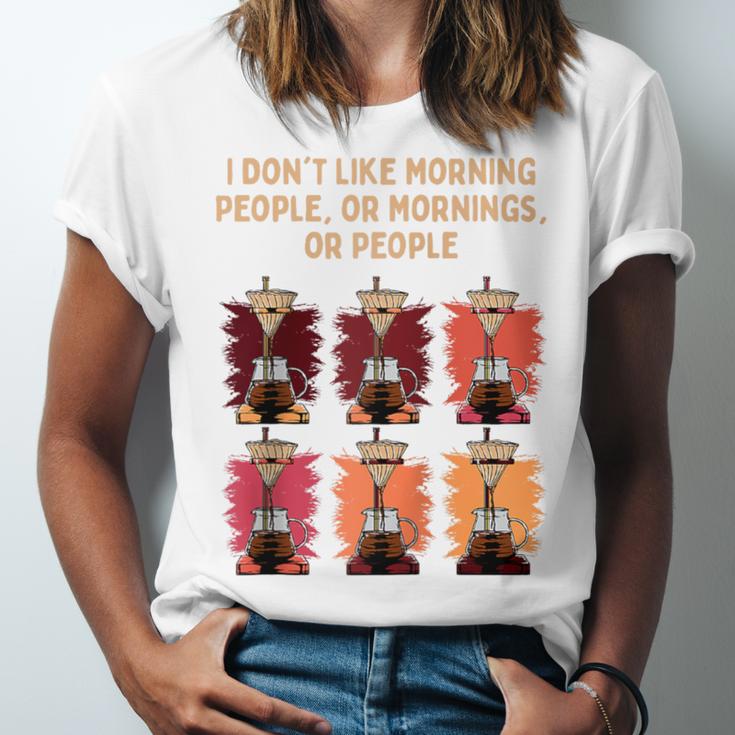 I Dont Like Morning People Introvert Coffee Lover Antisocial Raglan Baseball Tee Unisex Jersey T-Shirt