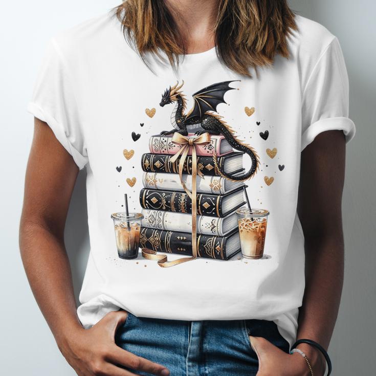 Dragon Hoard Of Books Reading Lover Cute Art Unisex Jersey T-Shirt Dragon Hoard Of Books Reading Lover Cute Art Unisex Jersey T-Shirt