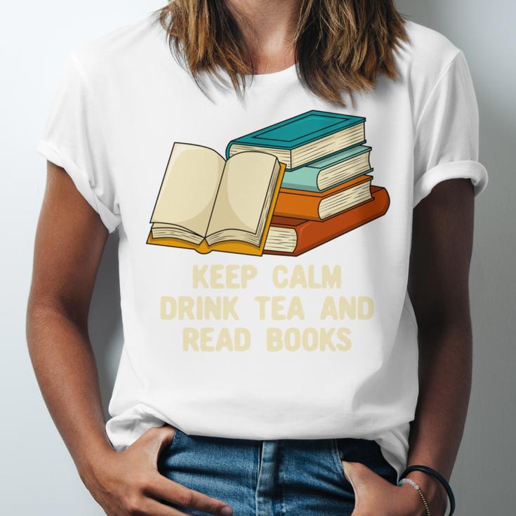 Drink Tea And Read Books Reading Bookworm Literature Unisex Jersey T-Shirt