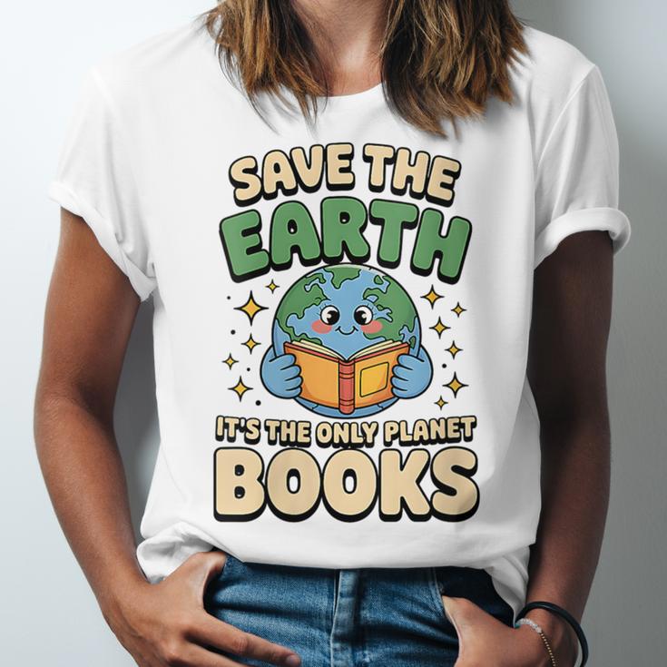 Earth Day Save Earth It´s Only Planet With Books Reader Unisex Jersey T-Shirt Earth Day Save Earth It´s Only Planet With Books Reader Unisex Jersey T-Shirt