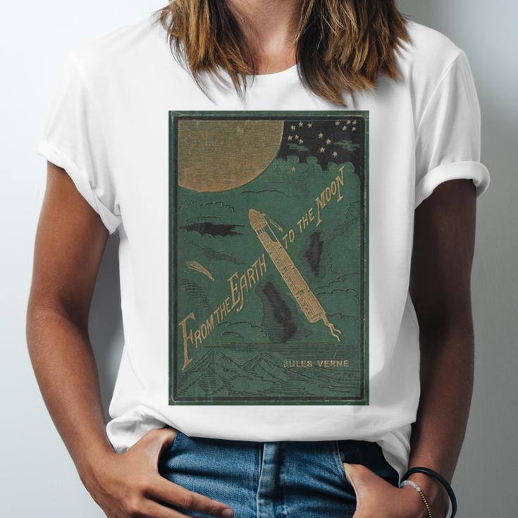 From The Earth To The Moon Book Cover 1874 Premium Unisex Jersey T-Shirt