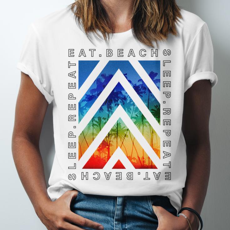 Eat Beach Sleep Repeat Summer Vacation Graduation Tees Men Women Kids Unisex Jersey T-Shirt
