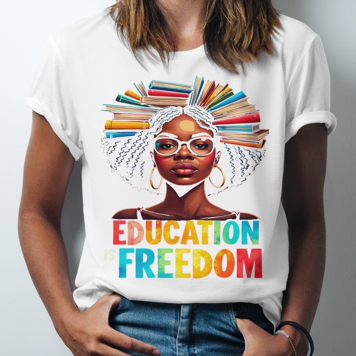 Education Is Freedom Afro Books Unisex Jersey T-Shirt Education Is Freedom Afro Books Unisex Jersey T-Shirt