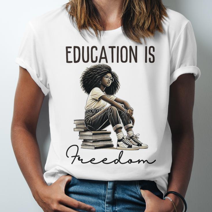 Education Is Freedom Teacher Women Books Black History Unisex Jersey T-Shirt Education Is Freedom Teacher Women Books Black History Unisex Jersey T-Shirt