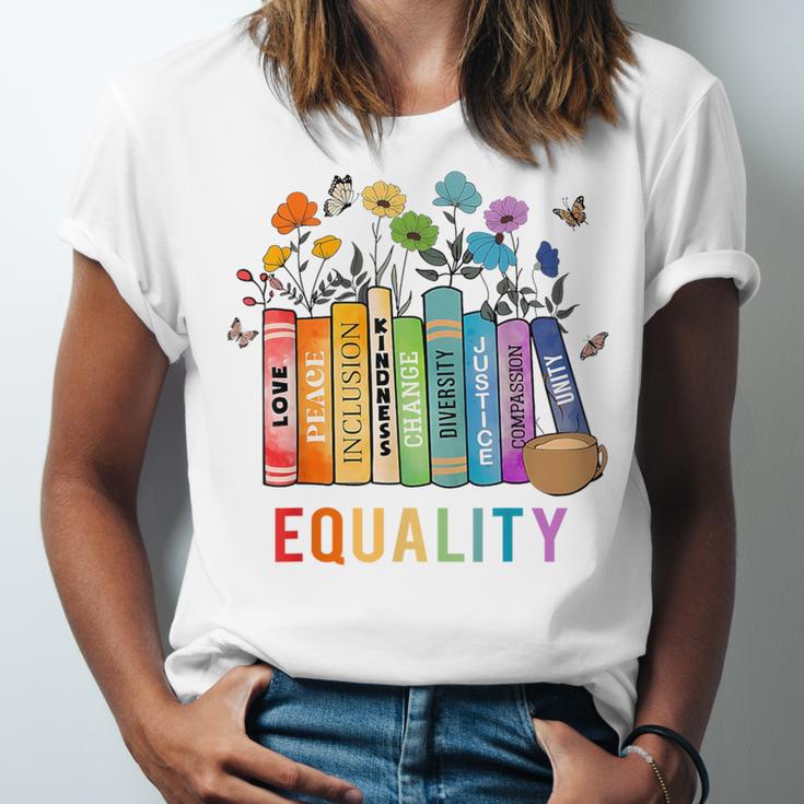 Equal Rights Book Flower Equality Peace Love Kindness Book Unisex Jersey T-Shirt Equal Rights Book Flower Equality Peace Love Kindness Book Unisex Jersey T-Shirt