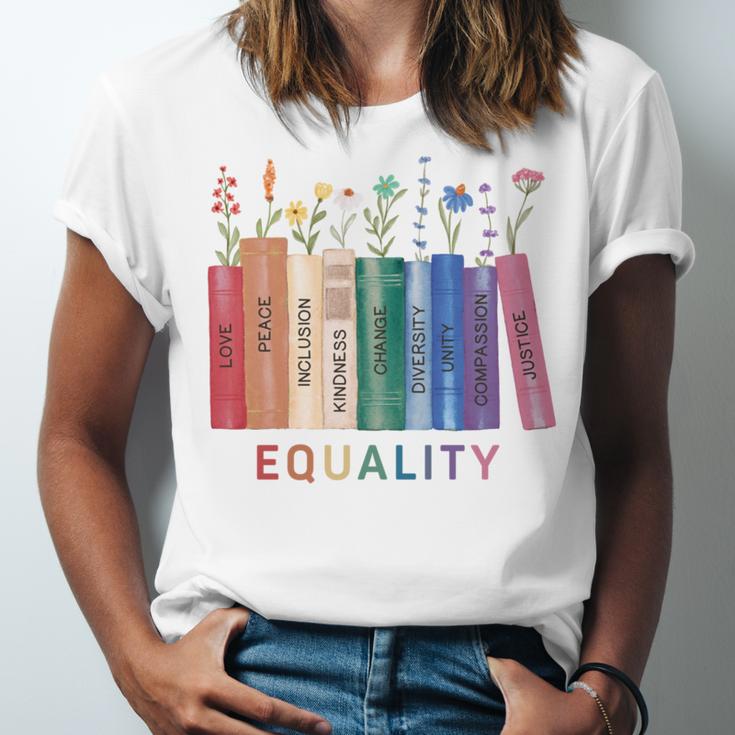 Equality Flower Books Equal Rights Social Justice Feminist Unisex Jersey T-Shirt Equality Flower Books Equal Rights Social Justice Feminist Unisex Jersey T-Shirt