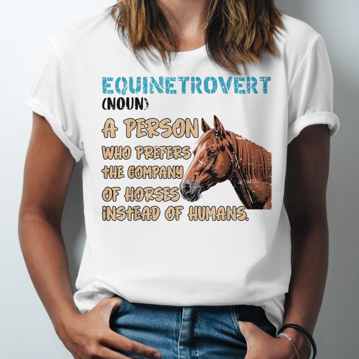 Equinetrovert Definition Equine Horse Riding Introvert Unisex Jersey T-Shirt