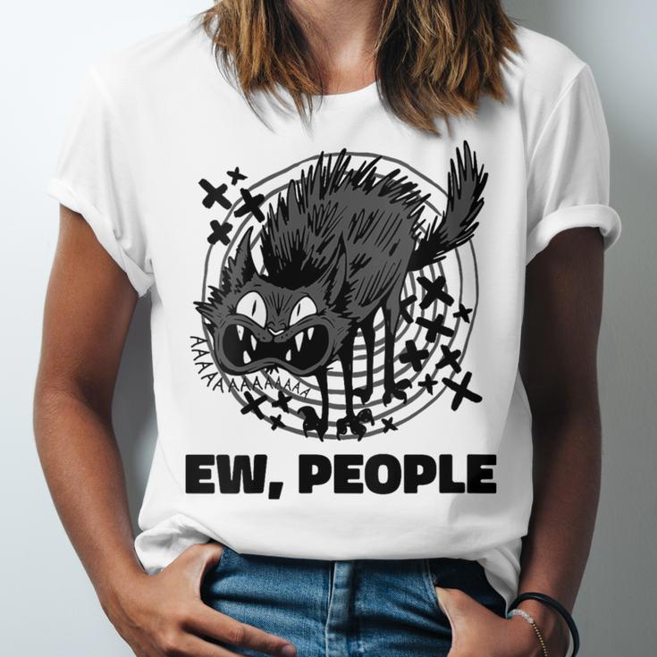 Ew People Introvert Cat Lover Crazy Cats Lady Unisex Jersey T-Shirt