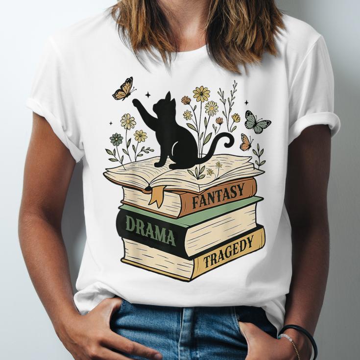 Fantasy Drama Tragedy Cat Book Lover Reading Humor Unisex Jersey T-Shirt Fantasy Drama Tragedy Cat Book Lover Reading Humor Unisex Jersey T-Shirt