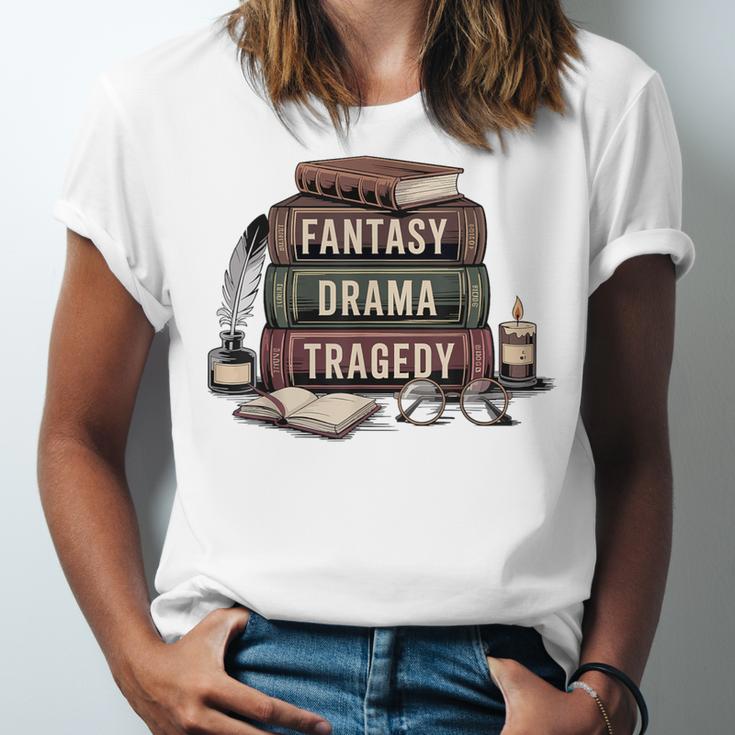 Fantasy Drama Tragedy Gothic Book Lover Bookworm Unisex Jersey T-Shirt