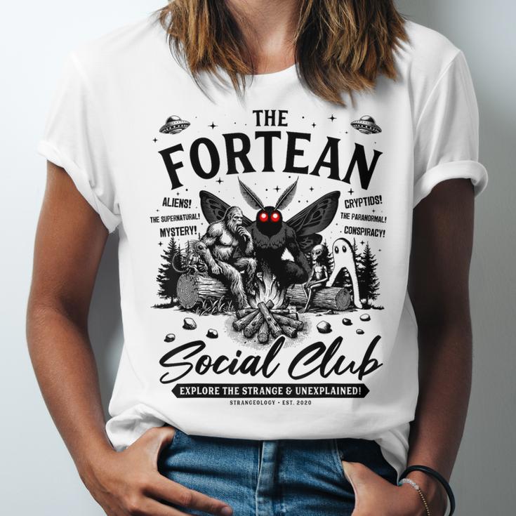 Fortean Social Club Bigfoot Mothman Alien Cryptid Introvert Unisex Jersey T-Shirt