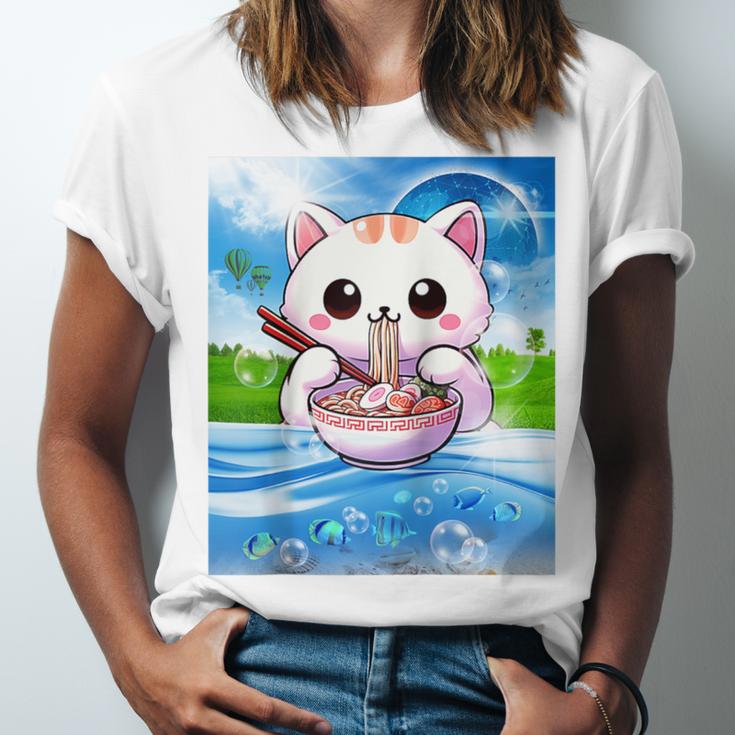 Frutiger Aero Aesthetic Tech Kawaii Ramen Cat Fishes Raglan Baseball Tee Unisex Jersey T-Shirt Frutiger Aero Aesthetic Tech Kawaii Ramen Cat Fishes Raglan Baseball Tee Unisex Jersey T-Shirt