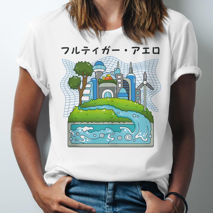 Future City Wind Power Frutiger Aero Y2K Style Ocean Unisex Jersey T-Shirt