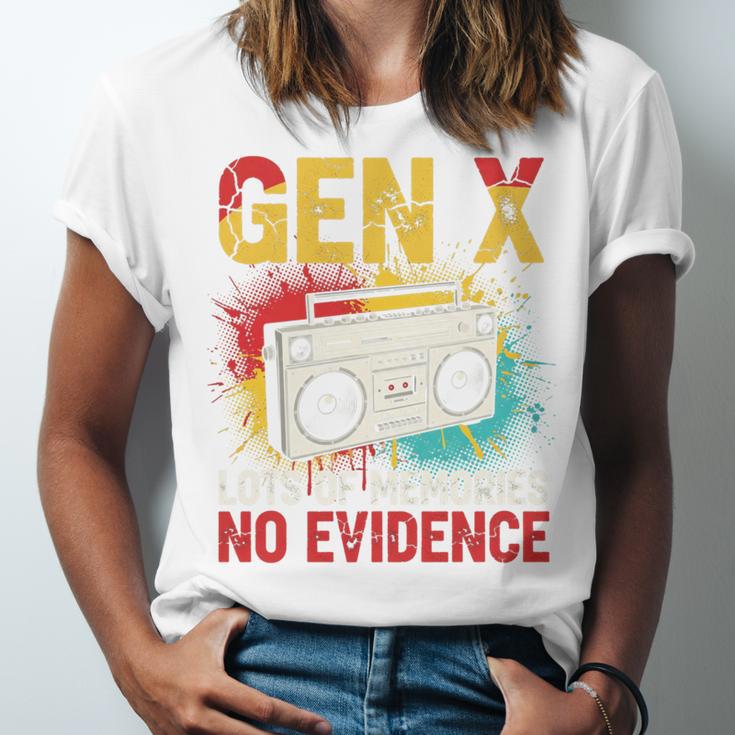 Gen X Lots Of Memories No Evidence Retro Nostalgia Humor Unisex Jersey T-Shirt Gen X Lots Of Memories No Evidence Retro Nostalgia Humor Unisex Jersey T-Shirt