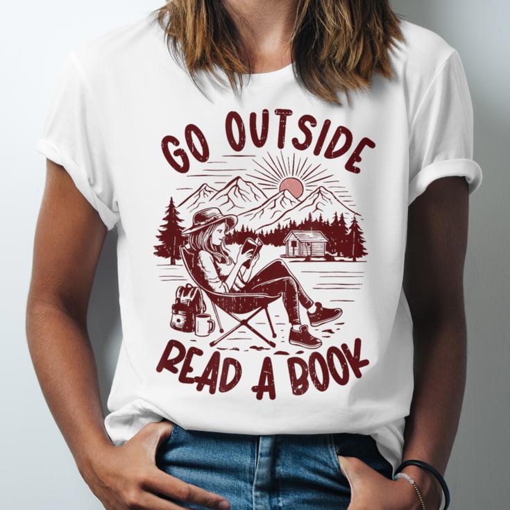 Go Outside Read a Book Vintage Bibliophiles Unisex Jersey T-Shirt