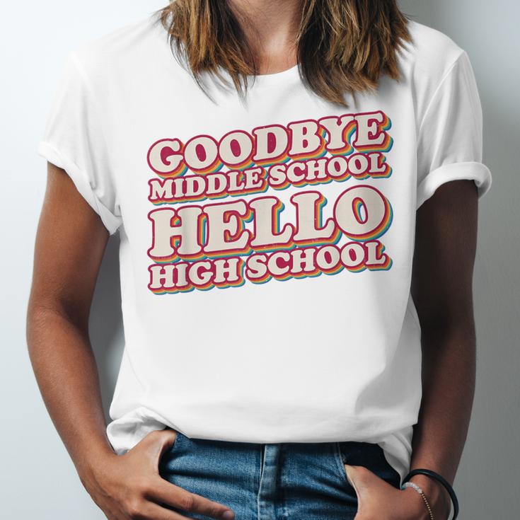 Goodbye Middle School Hello High School 8th Grade Graduation Unisex Jersey T-Shirt