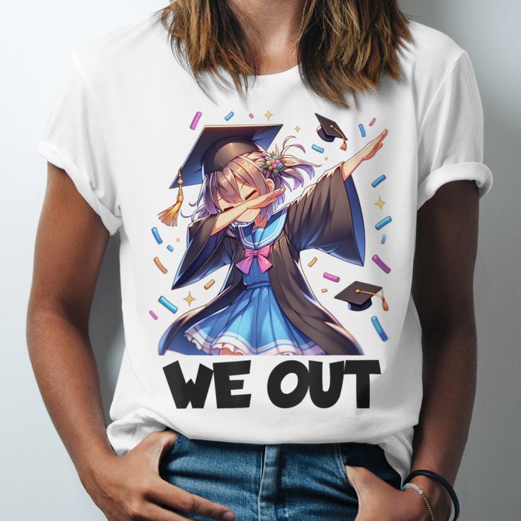 We Out Graduate Dabbing Anime Girl Grad Graduation Unisex Jersey T-Shirt