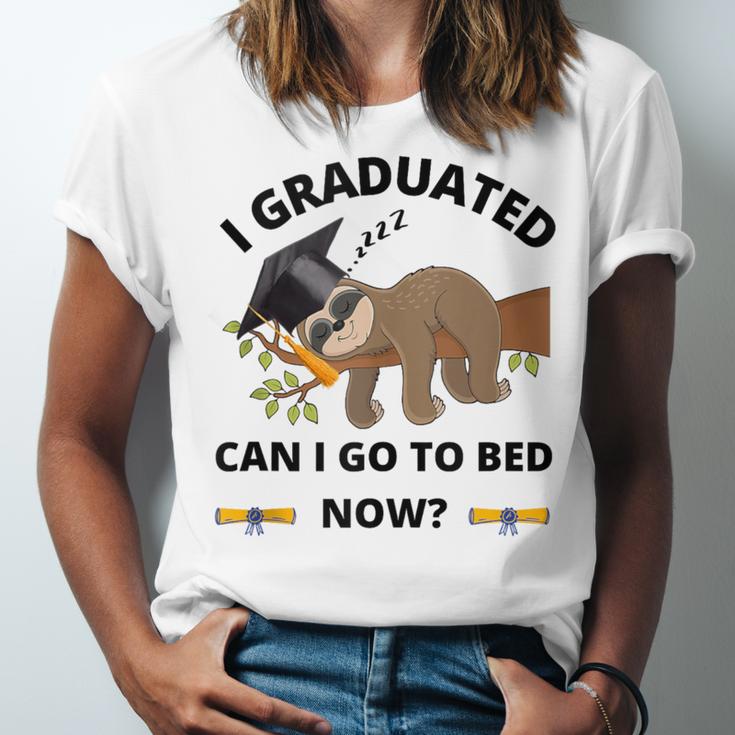 I Graduated Can I Go Back To Bed Sloth Graduation Cap Unisex Jersey T-Shirt