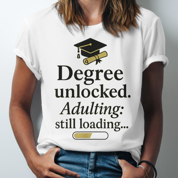 Graduation 2025 Degree Unlocked Adulting Still Loading Unisex Jersey T-Shirt