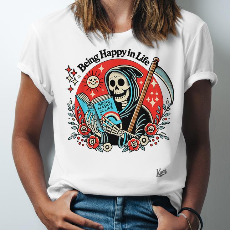 Grim Reaper Reads a Book Unisex Jersey T-Shirt
