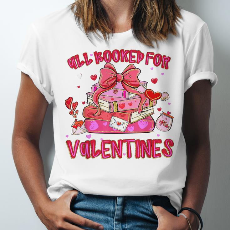 Groovy All Booked For Valentines Books Pink Coquette Bow Unisex Jersey T-Shirt Groovy All Booked For Valentines Books Pink Coquette Bow Unisex Jersey T-Shirt