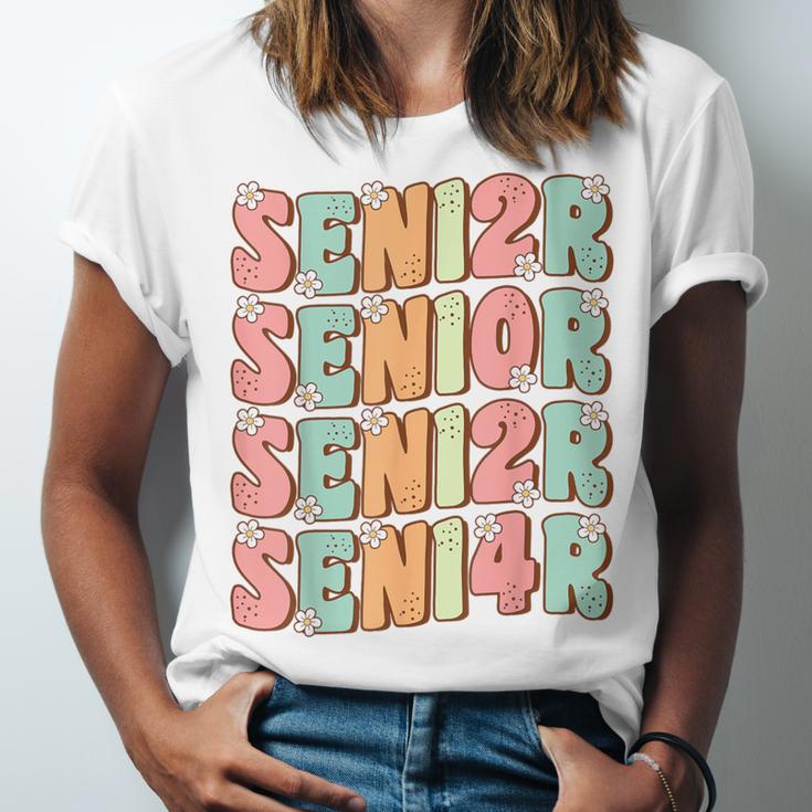 Groovy Senior Graduation Cute Groovy Senior Class Of 2024 Unisex Jersey T-Shirt