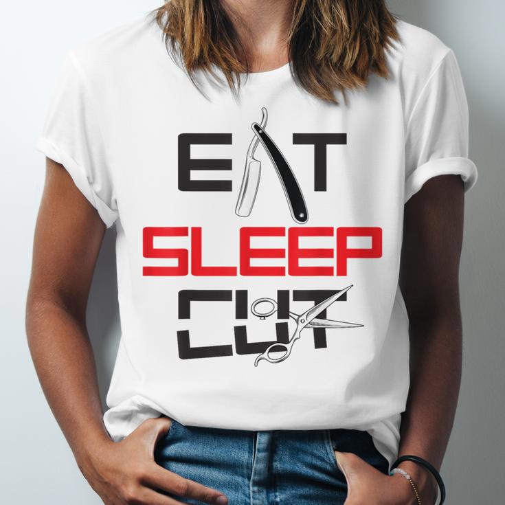 Haircutter Barber Eat Sleep Cut Barbering Graduation Unisex Jersey T-Shirt