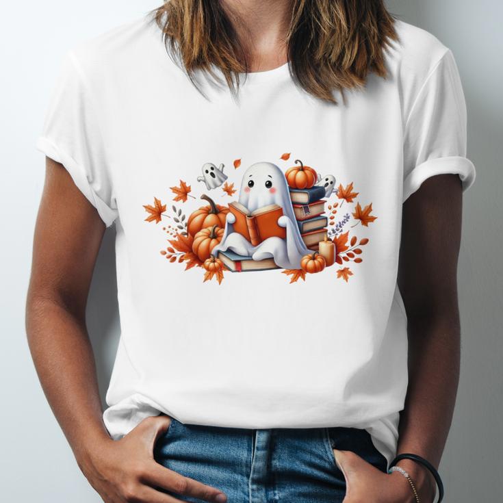 Halloween Book Lover Ghost Witch Books & Pumpkins Unisex Jersey T-Shirt Halloween Book Lover Ghost Witch Books & Pumpkins Unisex Jersey T-Shirt