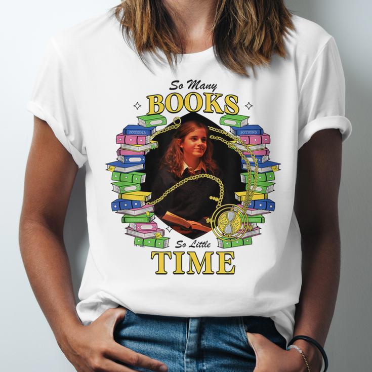 Harry Potter Hermione So Many Books So Little Time Portrait Unisex Jersey T-Shirt