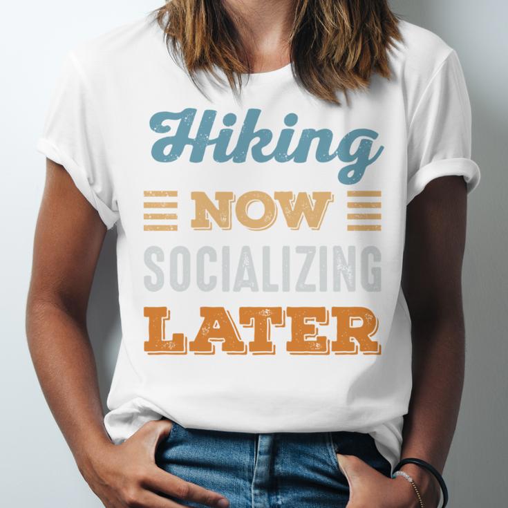 Hiking Now Minimal Socializing Introvert Vintage Unisex Jersey T-Shirt Hiking Now Minimal Socializing Introvert Vintage Unisex Jersey T-Shirt